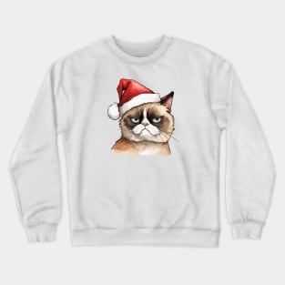 Angry Christmas Cat - Meowy Christmas Cat Crewneck Sweatshirt